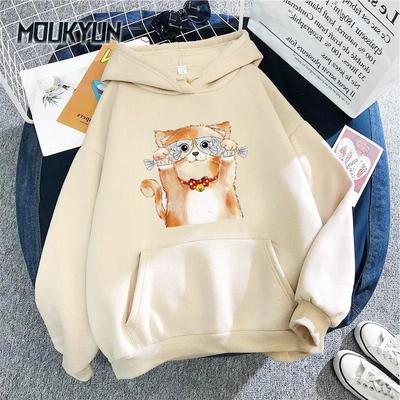 Funny The Cat Hoodie Women Fashion Kawaii Korean Harajuku Sweatshirt Female 90s Cartoon Clothes Female Hood Oversized Girls