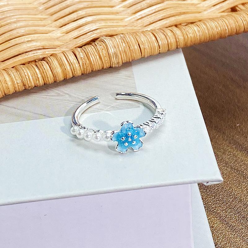 Spring Flowers Are Brilliant, Exquisite Multi-Colored Daisy Flowers, Pearl Rings, Light Luxury, High-End, Niche Design Rings