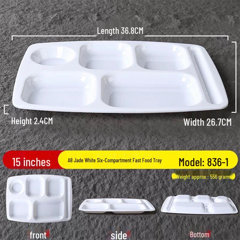 SPSR Melamine 6-Compartment Fast Food Tray