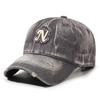 Vintage Washed Cotton Denim Baseball Cap For Men Women Embroidered Letter Duck Tongue Hat Punk Holes Adjustable Peaked Caps