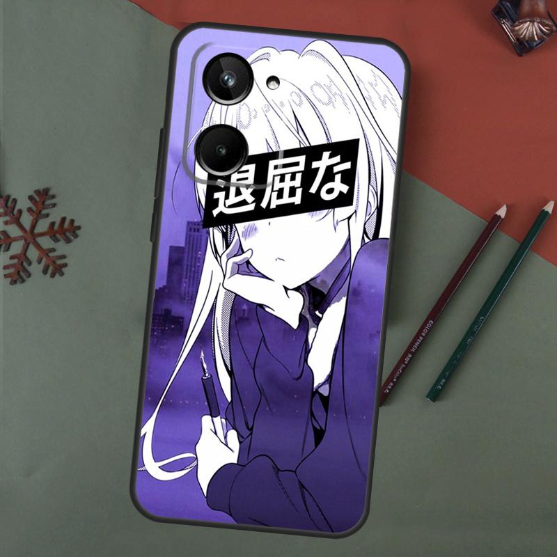 Sad Anime Aesthetic Senpai Case For Realme C67 C51 C75 C63 C61 C65 C55 C53 C35 C71 11 12 13 14 Pro Plus GT6 GT7 15 Pro