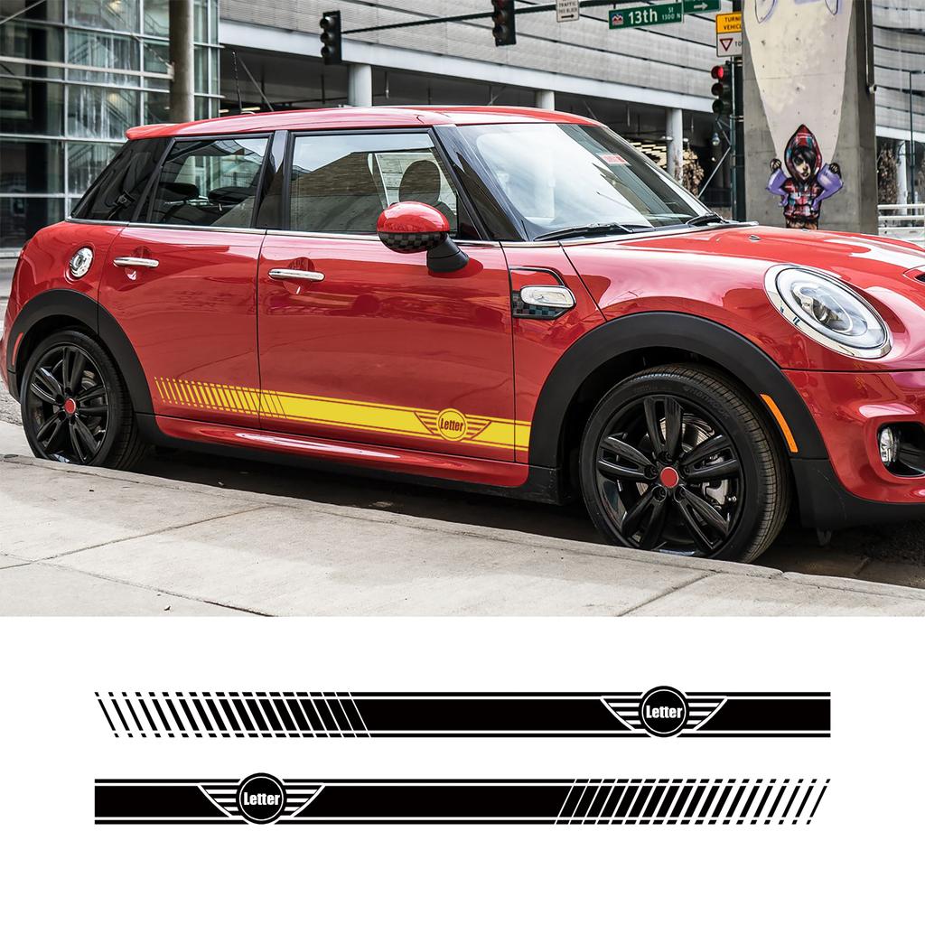 2PCS Racing Sport Vinyl Decals Car Door Side Stripe Stickers for MINI Cooper Countryman Clubman JCW Fashion Car Accessories