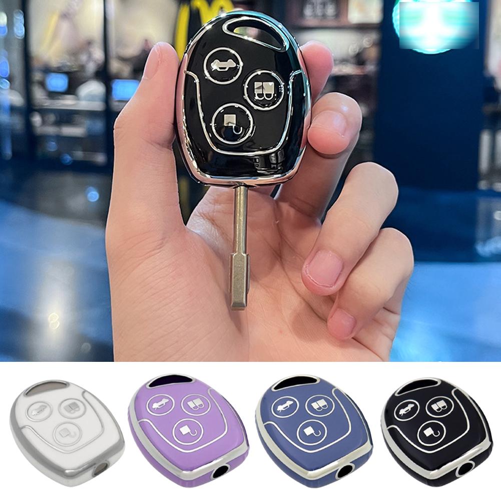 TPU autosleutelhouder voor Ford MONDEO FIESTA FOCUS C-MAX S-MAX TRANSIT KA GALAXY met 3 knoppen.