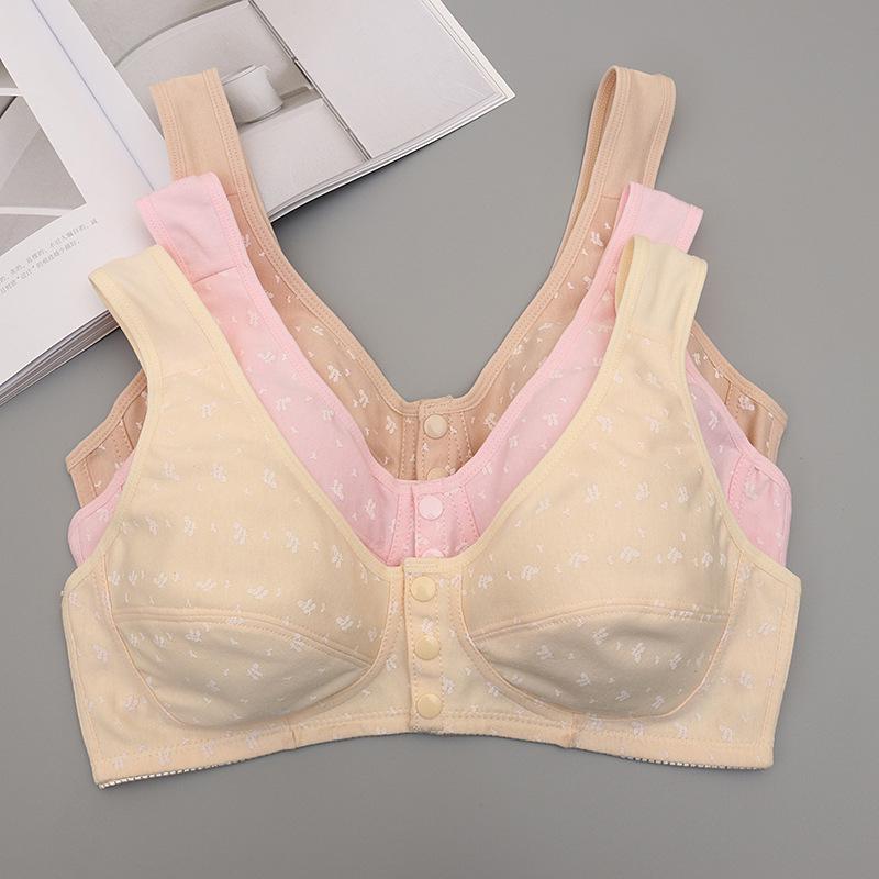 Large Size Front Opening Middle-Aged and Elderly Mother Bras with Front Buckle; No Steel Rings or Sponges.