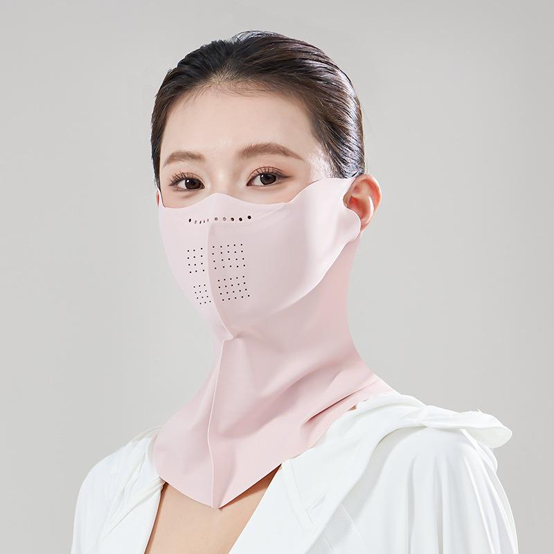 Women s Summer Sun Protection Face Mask UV Protection Outdoor Full Face Neck Cover Integrated Veil розовый