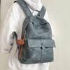 Retro schoolbag male college students fashion casual large capacity backpack pu simple female high school students travel backpack tide