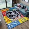 Route 66 License Plate Design Area Rug Durable Polyester Home Decor Living Room Floor Mat Unique Gift Idea