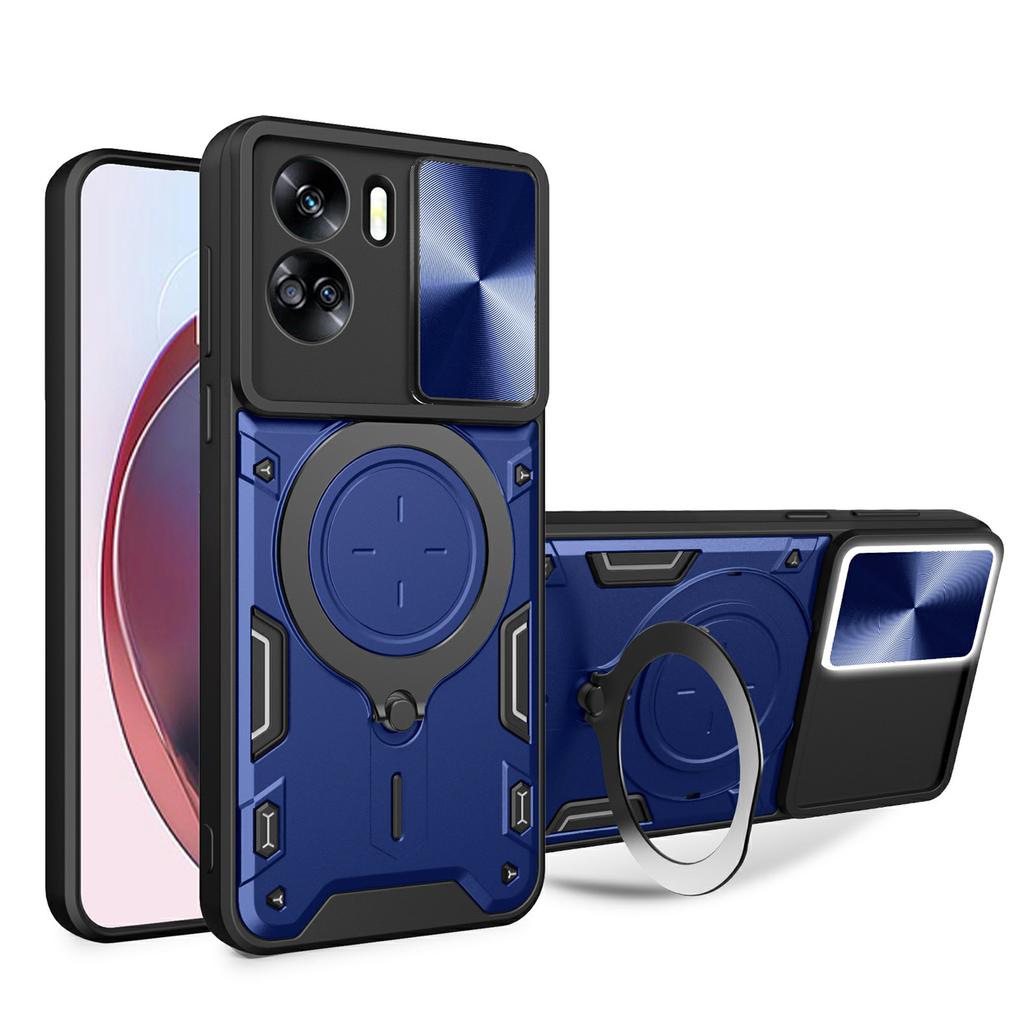 For Honor 90 Lite 5G Case with Slide Camera Cover Rotating Kickstand TPU+PC Phone Shell