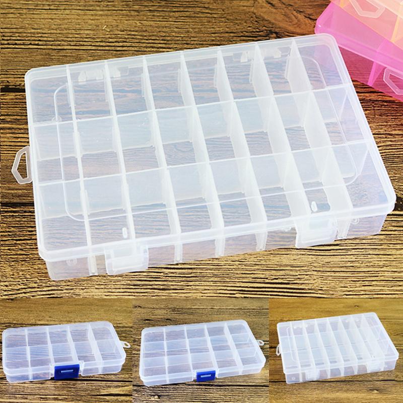 Scatola Portaoggetti In Plastica Trasparente Con 24 Scomparti E Divisori Regolabili - Organizer Per Viti, Gioielli, Perline