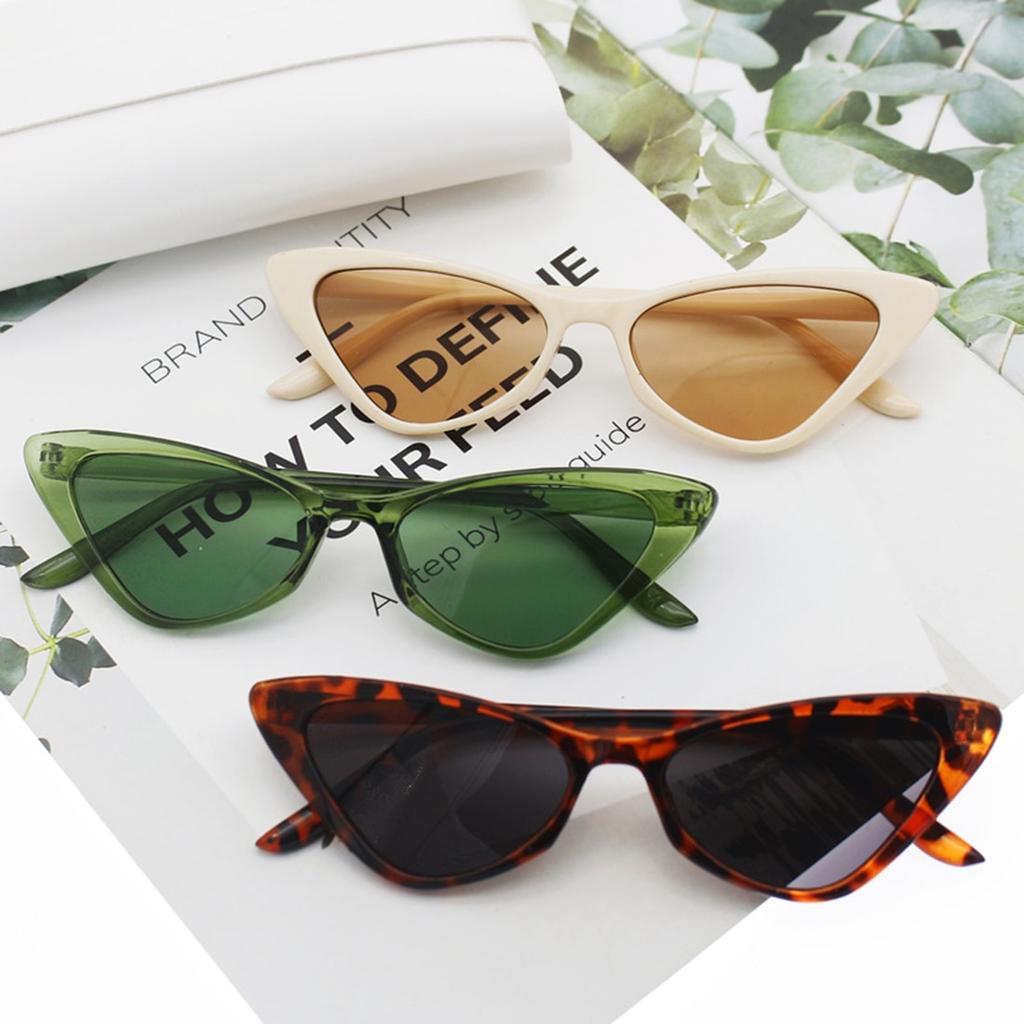 Retro Cat Eye Solbriller UV400 Shades Vintage Små Trekant Solbriller Hip Hop Briller Kvinner Kvinnelige Trendy Briller