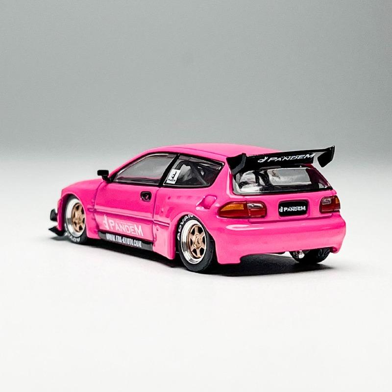 POPRACE Diecast 1/64 Scale Honda Pandem Civic EG6 Sports Car Model Alloy Honda Pandem Civic EG6 Car Model Static Ornament