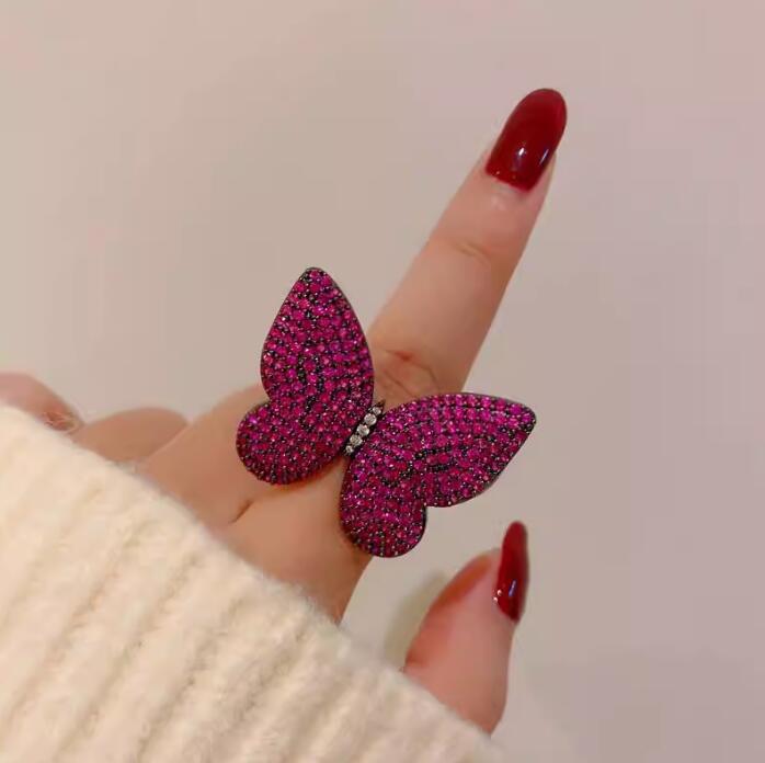 Blue Crystal Full Inlaid Zircon Butterfly Brooch Pins For Women Rhinestone Insect Corsage Wedding Party Jewelry Best Gift