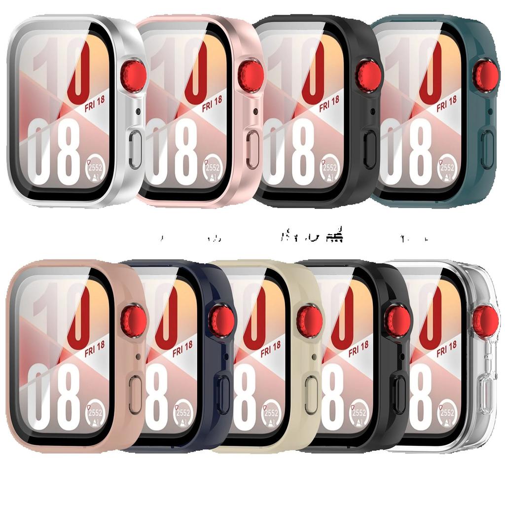 2 v 1 PC Plně Ochranné Pouzdro Pro Huawei Watch Fit 4 Sklo Ochranná Fólie Kryt Fit4 Tvrdé Pouzdro Nárazník Rám Pouzdro+skleněná Fólie