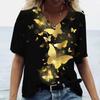 Animal Butterfly Pattern 3D Digital Printing Women's Comfortable V-neck Short Sleeved T-shirt
