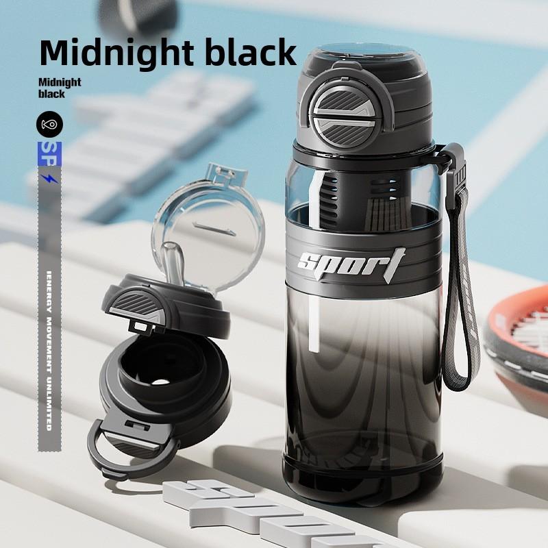 Portable Double Drinking Water Bottle With Straw For Sports And Travel