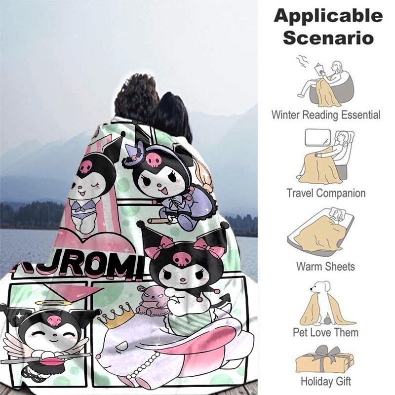 1pc Kuromi's Magical Adventures Blanket, Soft Warm Throw Blanket for Home Decor, Living Room, Travel, Camping, Car Blankets, Beach, Office Naps, Gift