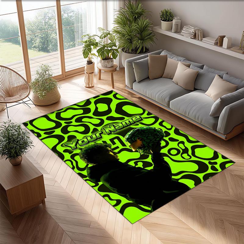 Lando Norris Crystal Velvet Rug, Custom Name Text Personalized Non‑Slip Floor Mat for Home Decor Gift