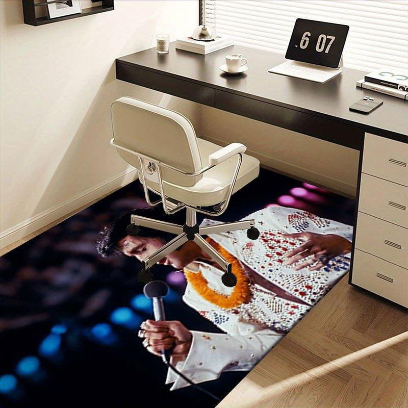 "Elvis Presley Inspired White Jacket with Gold Beads - Rock Star Costume"Office Mat Perfect for Home Decor Office Desk Chair Rugs Chair Carp