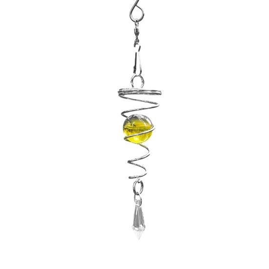 Wind Chime with Crystal Pendant Metal Spiral Stand Outdoor Hanging Ornament for Garden жёлтый