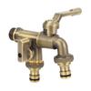 Outdoor Double Taps Water Faucet Kit 34in Inlet Wall Mounted Brass Frost Proof Outside Antique