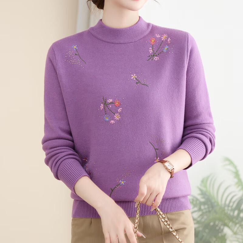 Hodo Women's Mid-Aged Warm Fleece Lined Knit Sweater