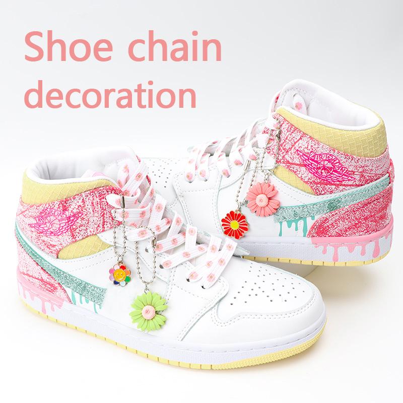 1 PCS DIY Cream Daisy Shoe Chain Shoelaces Decoration Canvas Shoes Sneakers  Flowers Accessories Shoelace Buckles Decorative
