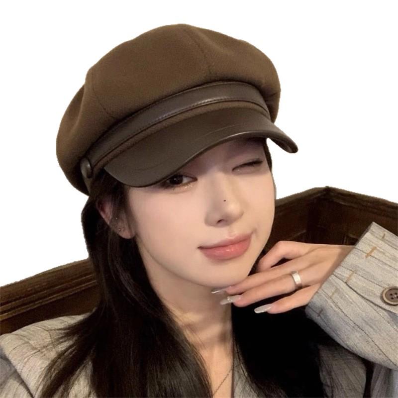 Women's Retro Octagonal Beret: Versatile Autumn/Winter Hat for a Small Face Aesthetic