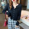 Women's Knit Cardigan Autumn Winter Gentle Chic Small Coat Long Sleeve V-neck Thin Outer Wear Versatile Top
