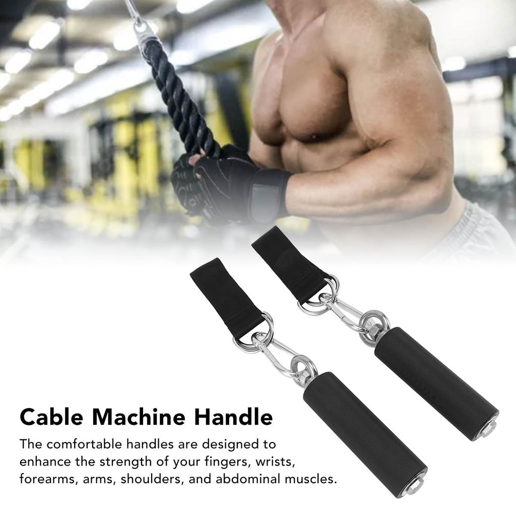 1Pair Pull Up Handle Cable Handle TPR Rubber Coated Grip Anti Slip Straight Gym Equipment Attachment for Weightlifting Exercise