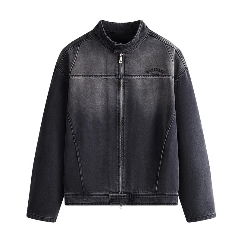 NVG·YOUNG Men's Stand-Collar Loose-Fit Denim Jacket