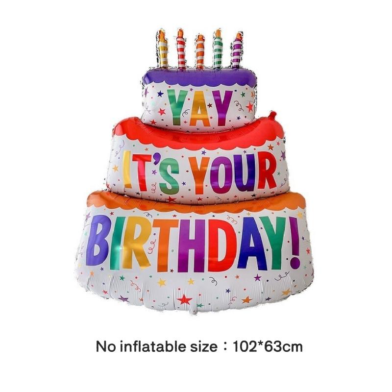 

Large Birthday Cake Foil Balloons Cartoon Bear Cake Balloon Kids Toys Happy Birthday Party Decoration Supplies Photo Props Large cake balloon