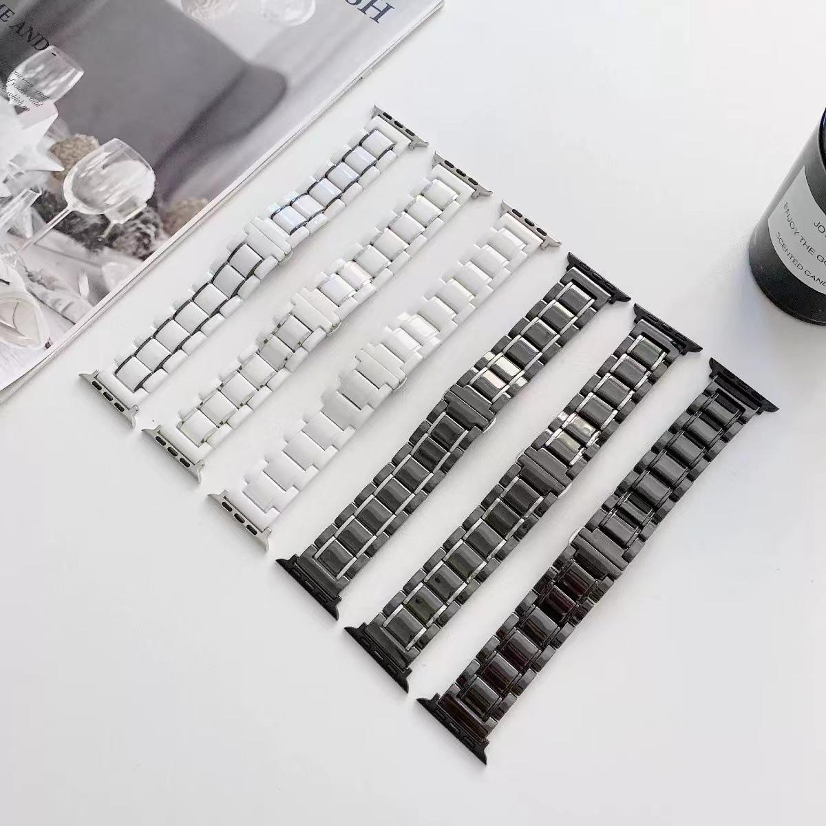 Compatible Watch Strap for Huawei GT456, Samsung Watch8, Apple 8911 – Five-Bead Ceramic Steel Butterfly Clasp. 22 mm