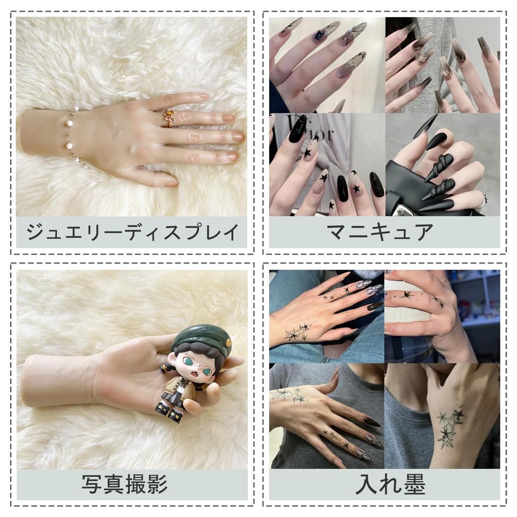 Hand Model, Silicone Hand Mannequin, with Built-in Skeleton, Female Hand, Life-Size, Soft, Realistic, with Capillaries, Fingerprints, and Palm Prints,