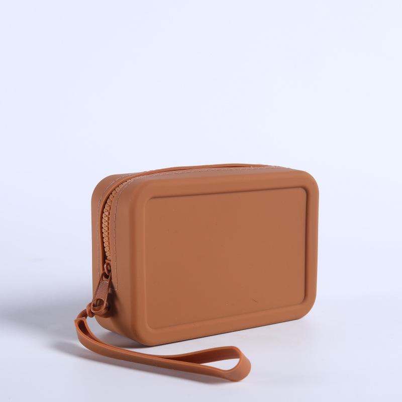 Waterproof Silicone Makeup Storage Bag Vintage Smooth Zipper Portable Pouch for Cosmetics Earphone Keys Travel