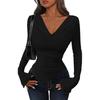 Autumn and Winter Women's Solid Color Long-sleeved Asymmetrical Top T-shirt Fashionable and Comfortable