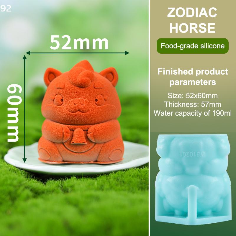 Cute Cartoon Horse Shape Silicone Cake Chocolate Mousse Mold Stereoscopic Chinese New Year DIY Decor Food Grade Dessert Tool