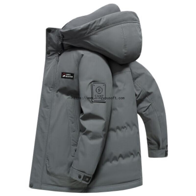 XueZhongFei Men s Mid-Length Hooded Down Jacket L