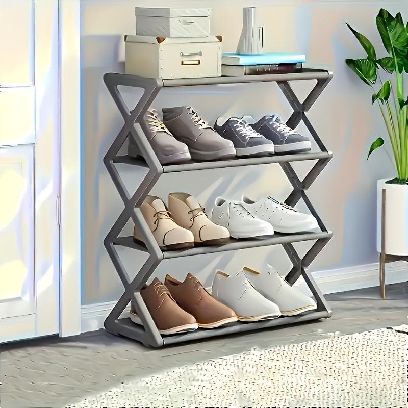 4 Tier Foldable Shoe Rack Space Saving Free Standing Shoe Storage Organizer for Closet Hallway