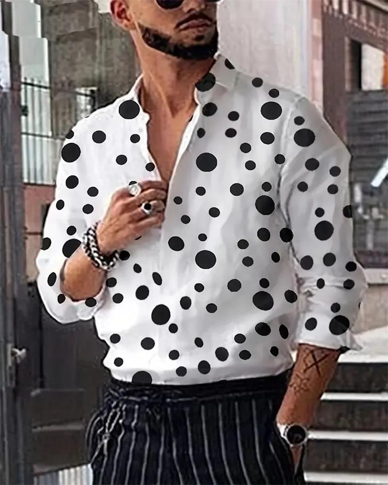 Must-Have Polka Dot Long Sleeve Shirt – Stylish Men’s Casual Top