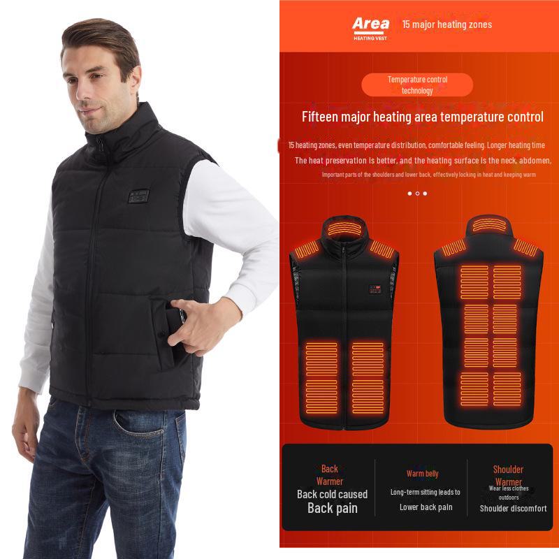 Smart Heated Vest: USB-Powered Temperature Display & Constant Warmth