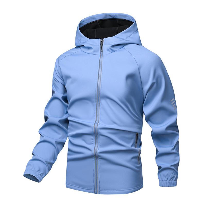 

Мужская уличная куртка софтшелл с капюшоном, ветрозащитная, на флисе M (55-65 kg) синий