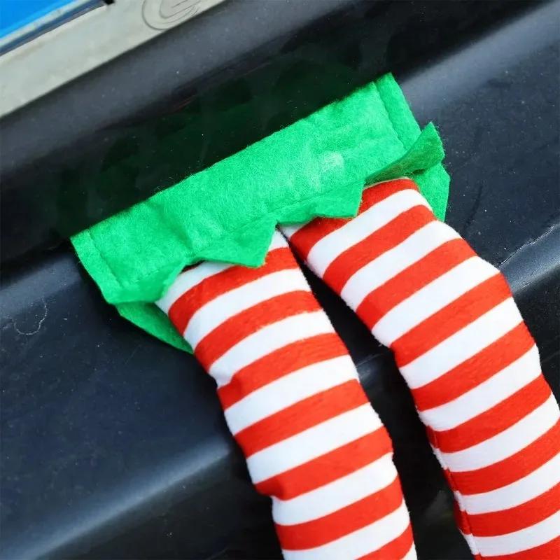 Plush Elf Doll Car Decoration Christmas Long Legs Sitting Ornament For Auto Interior Seat Dashboard Xmas Home Party Accessory
