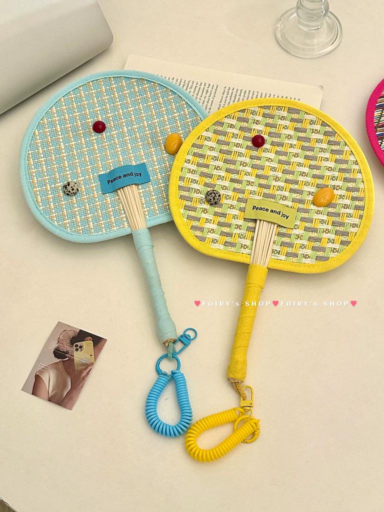Dopamine Handwoven Fan Summer 2026 New Style Cute Portable Handheld Fan Straw Woven Small Fan