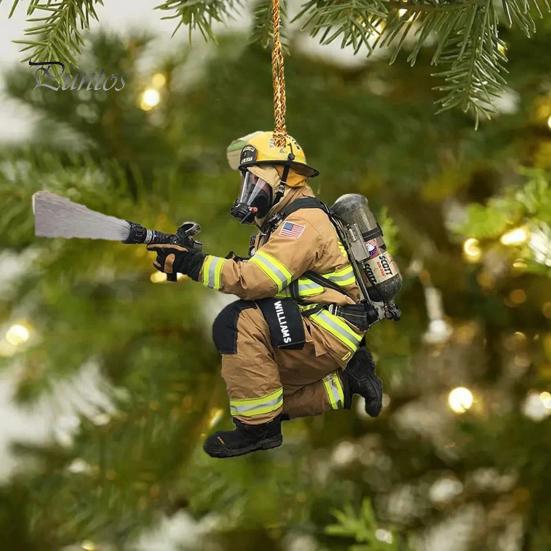 Vánoční stromeček Hasič ozdoba se šňůrkou Široce používané auto Zpětné zrcátko Hasič přívěsek závěsná dekorace