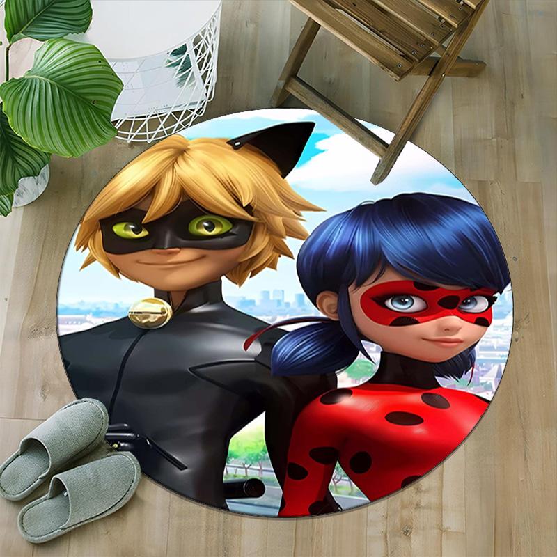 1pc Ladybug (2) Print Round Carpet Chair Round Carpet Suitable for Bedroom Living Room Home Decorative Carpet
