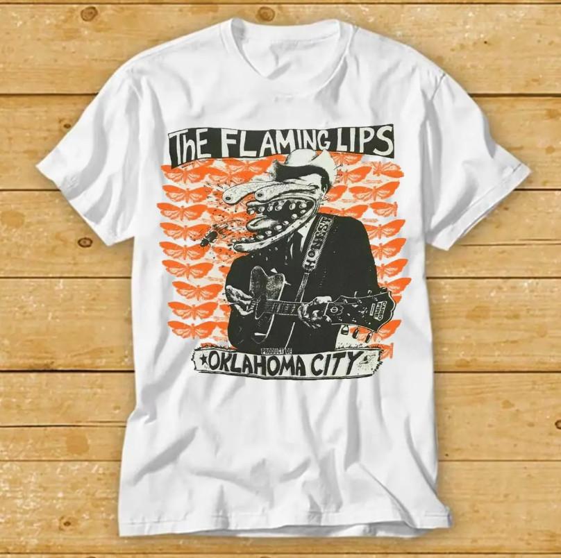 Vtg The Flaming Lips Band Oklahoma City Cotton White All Size Unisex Shirt CM272 Unisex T-Shirt XXL