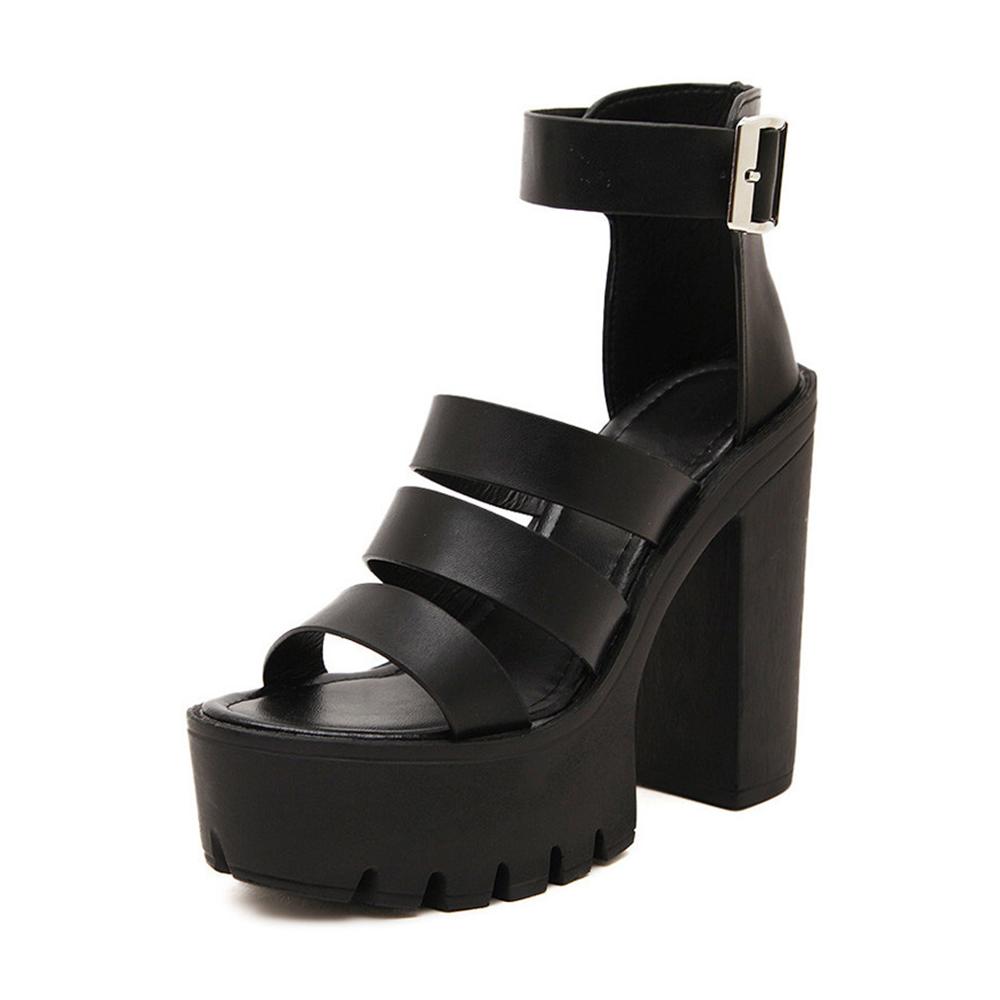 High Heel Sandals for Women Open Toe Thick Heel Wedges Platform Shoes Fashionable Heeled Sandals Ankle Buckle Strap Increased