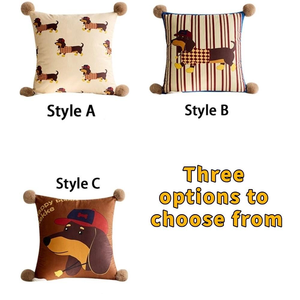 Sausage Puppy Cartoon Dachshund Pillow Cover Printing Waist Pillow Cover  Living Room Decor