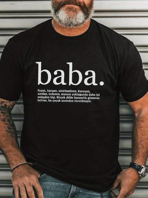 Men's Turkish and Cyrillic Baba Letter T-shirt