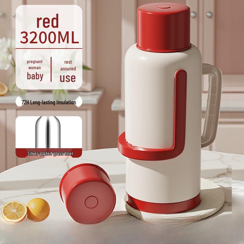 Large Capacity Red Hot Water & Tea Thermos Kettle 3.2L